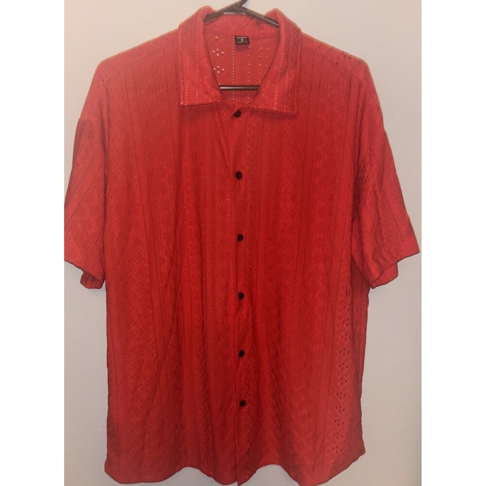 Men’s Monfinity Red Button Up Casual Style Shirt Size Med